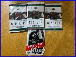 2001 Upper Deck Golf Rack Pack Sealed 8 Pack Box- SP Preview? Tiger Woods RC