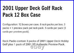 2001 Upper Deck Golf Rack Pack Sealed Case Tiger Woods RC Possible Autograph