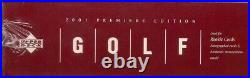 2001 Upper Deck Premiere Edit. Fact. Sealed Red Golf BX T. WOODS RC &AUTO