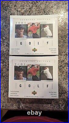 (2) 2001 Upper Deck Golf Sealed Hobby Box lot Tiger Woods RC