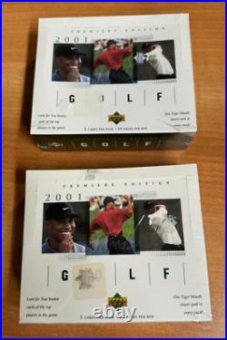 (2) Upper Deck 2001 Premiere Edition Golf Factor Sealed Boxes Tiger Woods Rookie