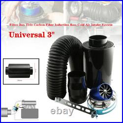 3Universal Filter Box Carbon Fiber Cold Air Intake Parts WithDouble Turbine Turbo