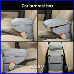 7USB Car PU leather Central Container Armrest Box Storage withLight Rechargeable