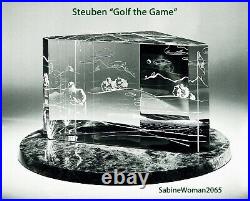 BIG 7lb NEW in BOX STEUBEN glass GOLF THE GAME engraved ornament putter PGA art