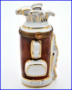 Hand Crafted French Limoges Golf Bag Trinket Box. Amazingly Done by Artist