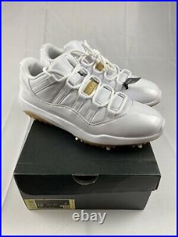 Jordan 11 XI White Gold Golf Shoes Mens Size 12 AQ0963-102 Tiger New In Box