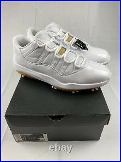 Jordan 11 XI White Gold Golf Shoes Mens Size 13 AQ0963-102 Tiger New In Box