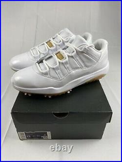 Jordan 11 XI White Gold Golf Shoes Mens Size 13 AQ0963-102 Tiger New In Box