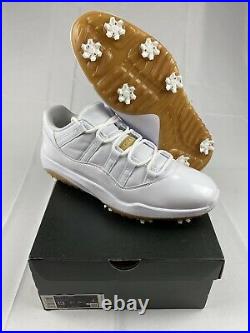 Jordan 11 XI White Gold Golf Shoes Mens Size 13 AQ0963-102 Tiger New In Box