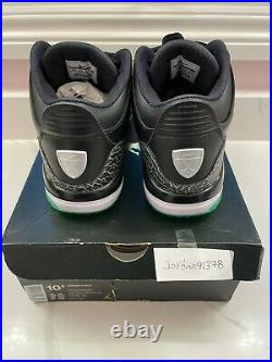 Jordan Golf Shoes 3 Retro iii Black Green Glow Size 10.5 New With Box
