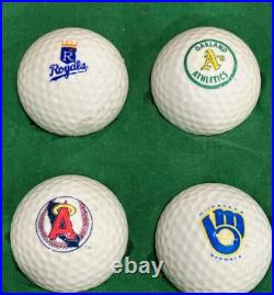 MLB 1990 Major League Baseball Golf Ball 26 Team Logo Collection withDisplay Case