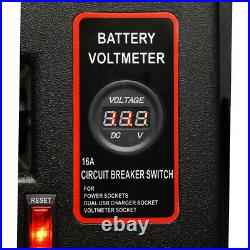 Marine Smart Battery Box with Voltmeter Guage, cig, USB Sockets Car Boat RV Truck