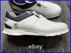 NEW FootJoy Pro SL Golf Shoes White Navy Red Leather, 11 M, New In Box NEW FootJoy Pro SL Golf Shoes White Navy Red Leather, 11 M, New In Box