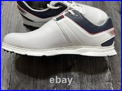 NEW FootJoy Pro SL Golf Shoes White Navy Red Leather, 11 M, New In Box NEW FootJoy Pro SL Golf Shoes White Navy Red Leather, 11 M, New In Box