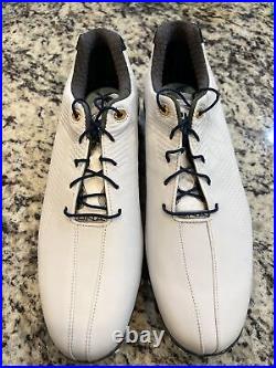 NEW! WithO Box- FootJoy 10.5 N- DNA DRYJOY'S Men's Golf Shoes-White/Navy, 53437
