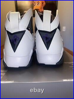New Air Jordan 7 Retro Flint White/Varsity Purple Men Size 10.5 No Lid For Box