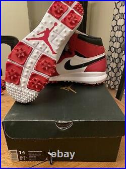New Authentic Nike Air Jordan Retro 1 Golf Shoes Size 14 Chicago Red in Box