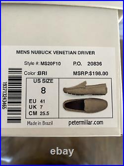 New In Box Men's Peter Millar Nubuck Venetian Driver, Beige, Size 8 (mf20f10)