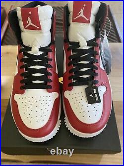 New In Box! Nike Air Jordan 1 Retro Golf Cleat Chicago VarsityRed Hi-top Sneaker