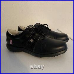 New WithO Box Footjoy DryJoy Tour Men's Golf Shoes Size 9.5 With Pink Ribbon