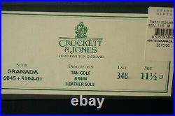 New With Box Crockett & Jones 11.5 D 10.5 Granada Merton Loafer Tan Golf Grain