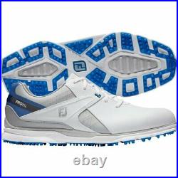 New in Box Footjoy Pro SL Men's Golf Shoes, Style #53811, White / Blue / Grey