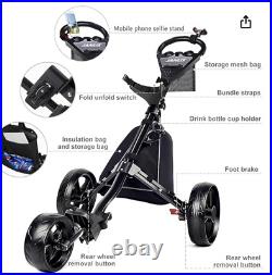 New in Box Janus Golf Cart Foldable Golf Push Cart Phone holder Golf Bag $175