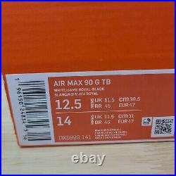 Nike Air Max 90 G TB Golf Mens 12.5 Spikeless White Blue DX5999-141 No Box Lid Nike Air Max 90 G TB Golf Mens 12.5 Spikeless White Blue DX5999-141 No Box Lid