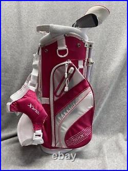 Tour X 5pc Jr Golf Set withStand Bag 3 Clubs Pink and White Right Handed Open Box