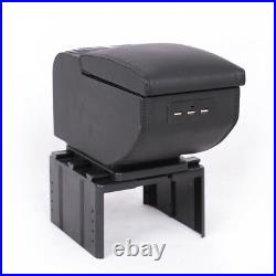 Universal 6 USB Car Central Container Armrest Box PU Leather Center Storage Case