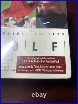 Upper Deck 2001 Golf Premiere Edition Factory Sealed Rackpack Box Tiger Woods RC