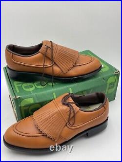 Vintage FootJoy Classics Green Joys Golf Shoes Brown Exotic Leather 9.5 New Box