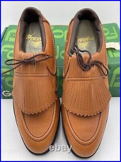 Vintage FootJoy Classics Green Joys Golf Shoes Brown Exotic Leather 9.5 New Box