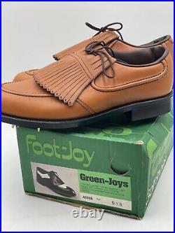 Vintage FootJoy Classics Green Joys Golf Shoes Brown Exotic Leather 9.5 New Box